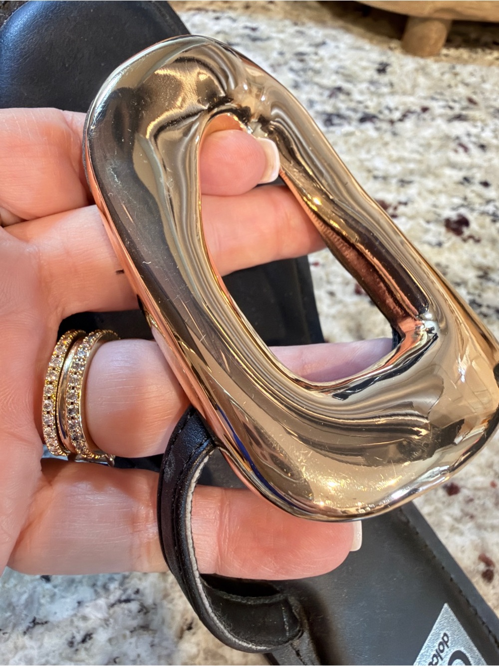 DV Dolce Vita Black Leather Sandals | Gold Hardware | Size 8 - Picture 3 of 10